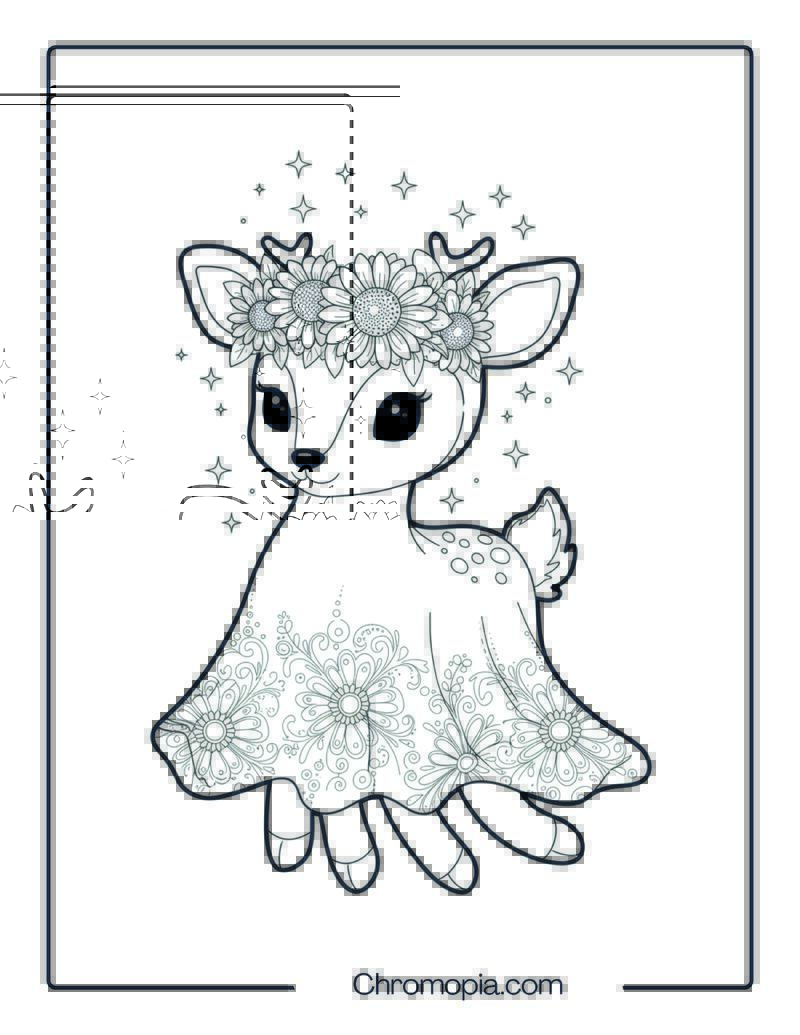 Ghost Deer with Flower Crown Mandala Page