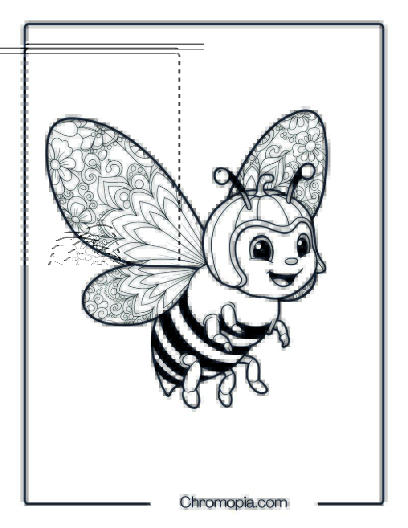 Halloween Bee with Candy Wings Mandala Page