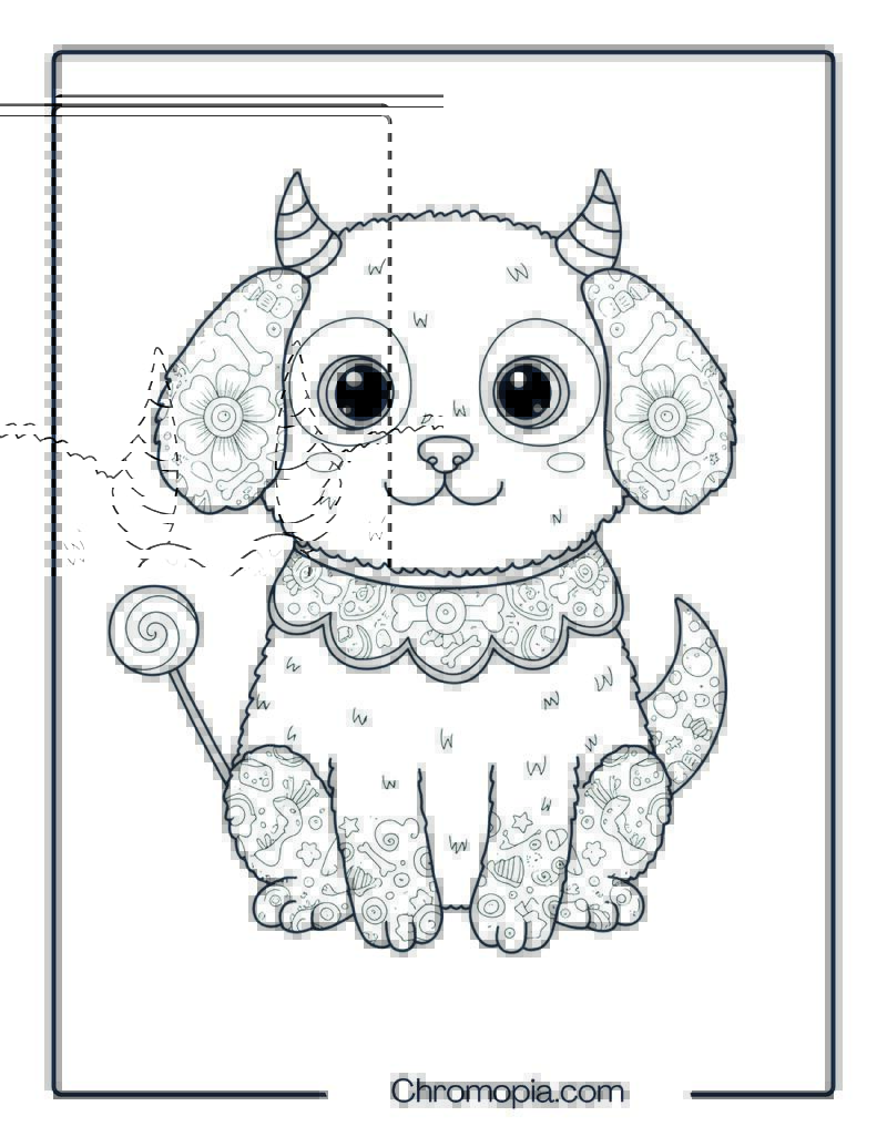 Monster Puppy with Mandala Collar Sheet