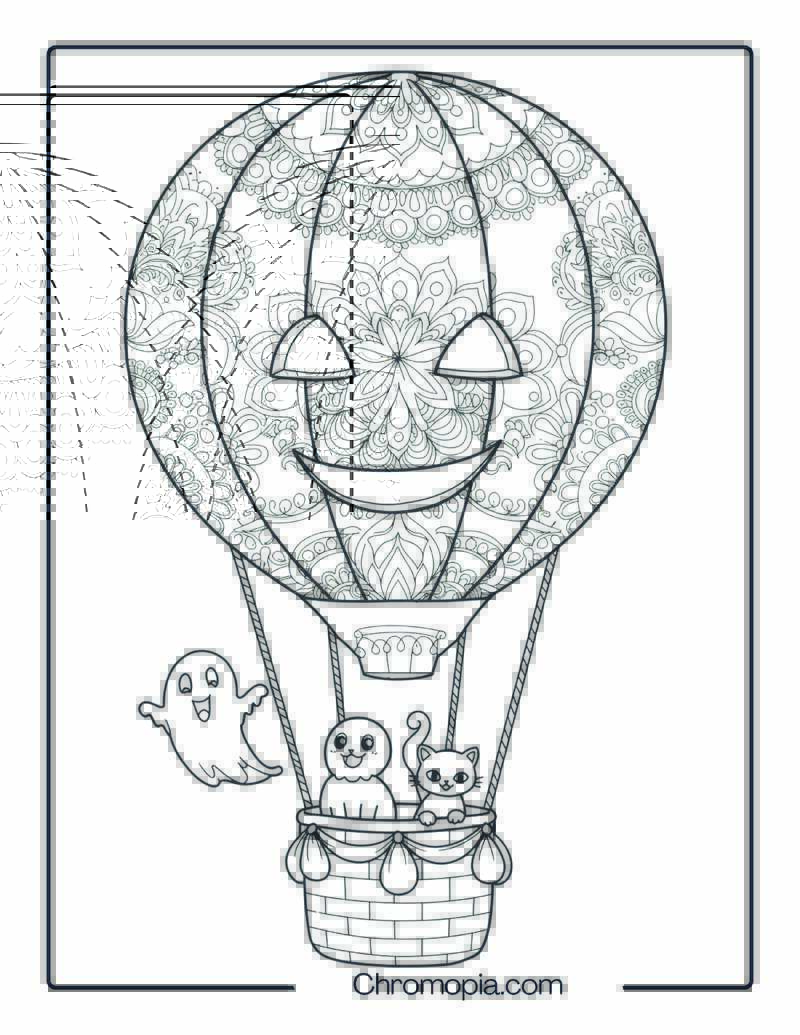 Pumpkin Hot Air Balloon Mandala Coloring Page