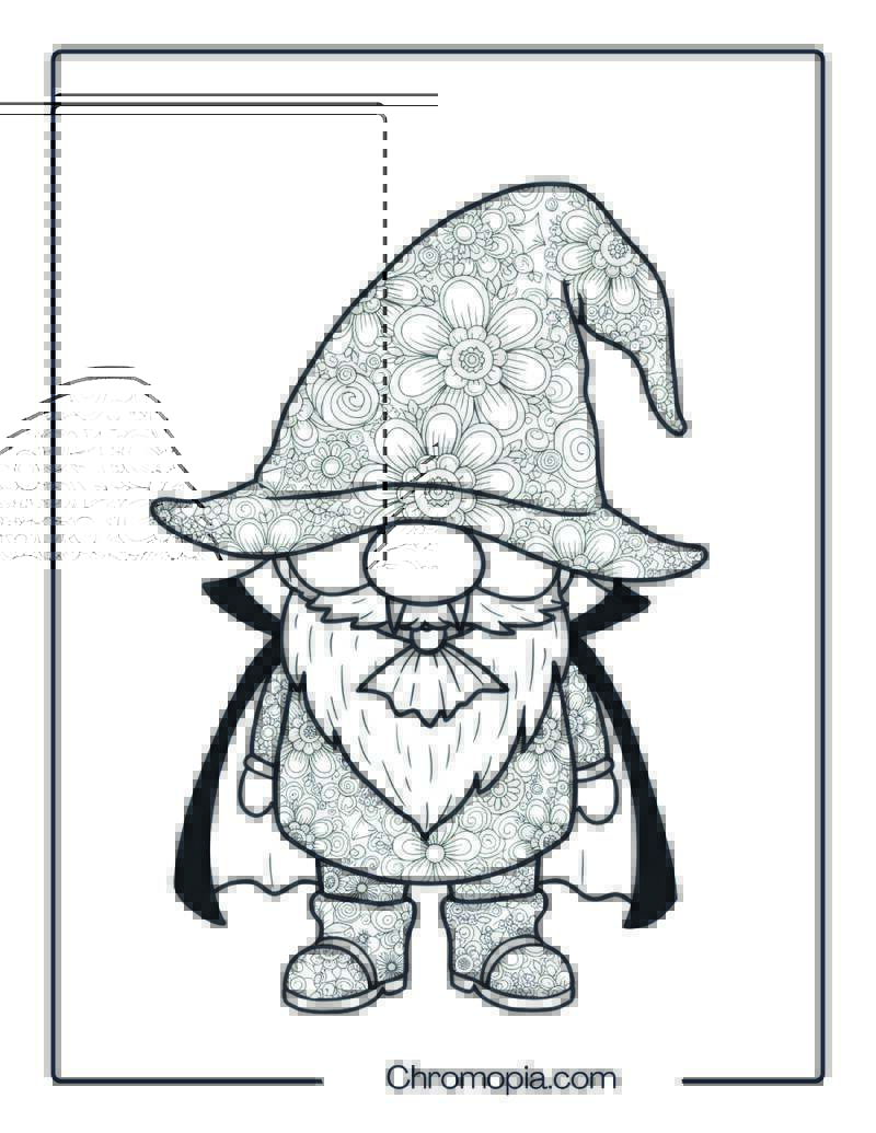 Tiny Gnome Vampire Mandala Coloring Sheet