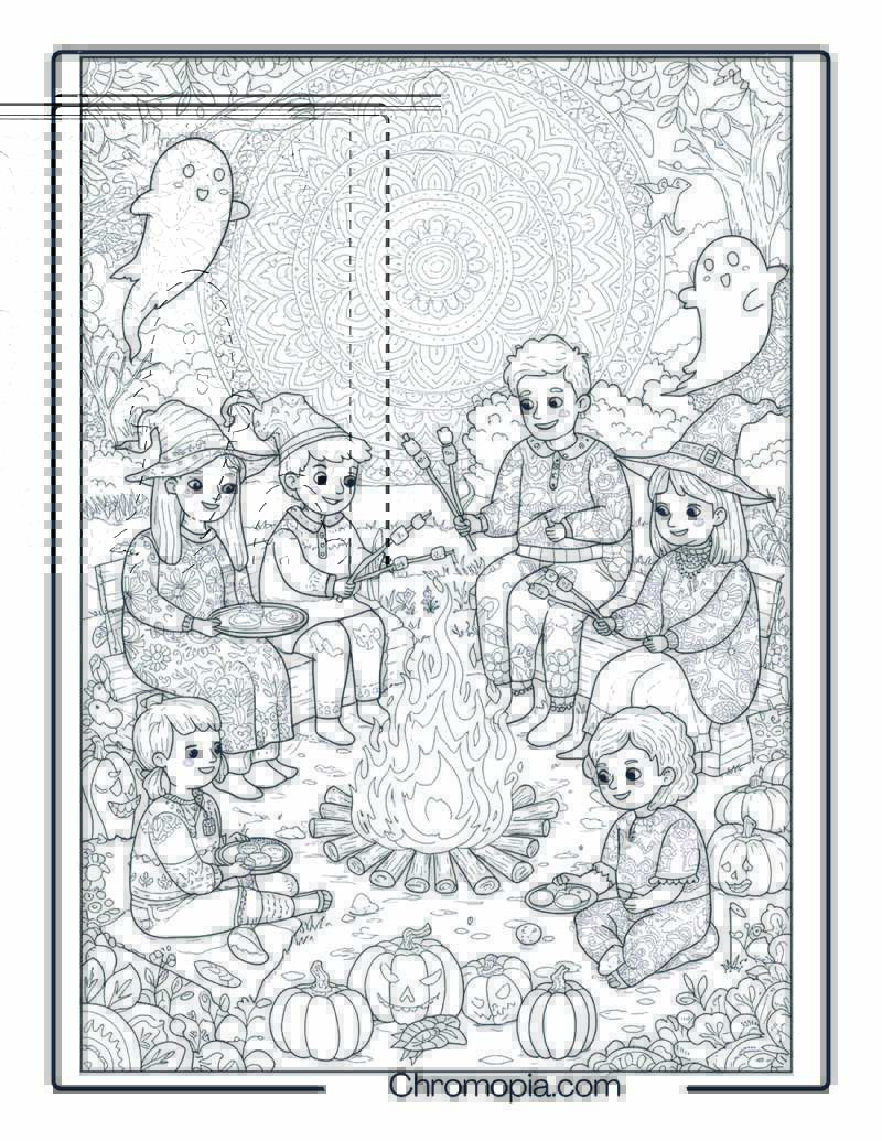 Halloween Bonfire Celebration Mandala Page
