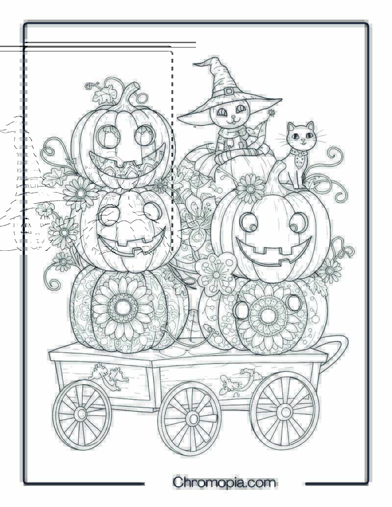 Pumpkin Harvest Ride Mandala Coloring Page