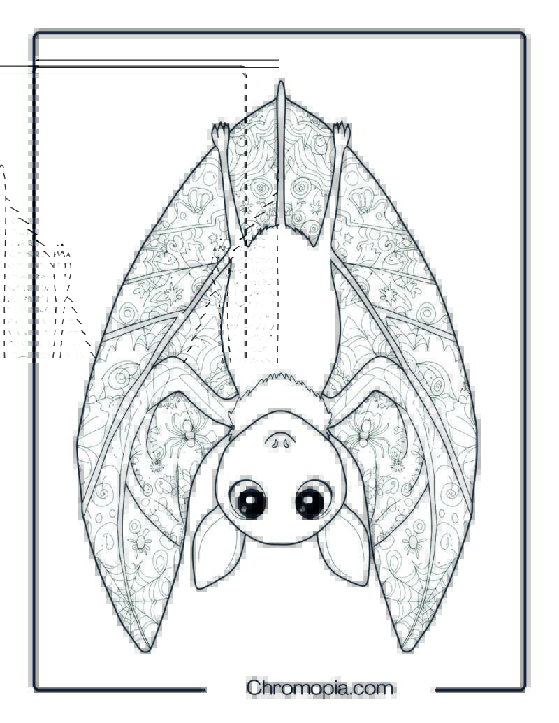 Cartoon Bat with Mandala Wings Coloring Page