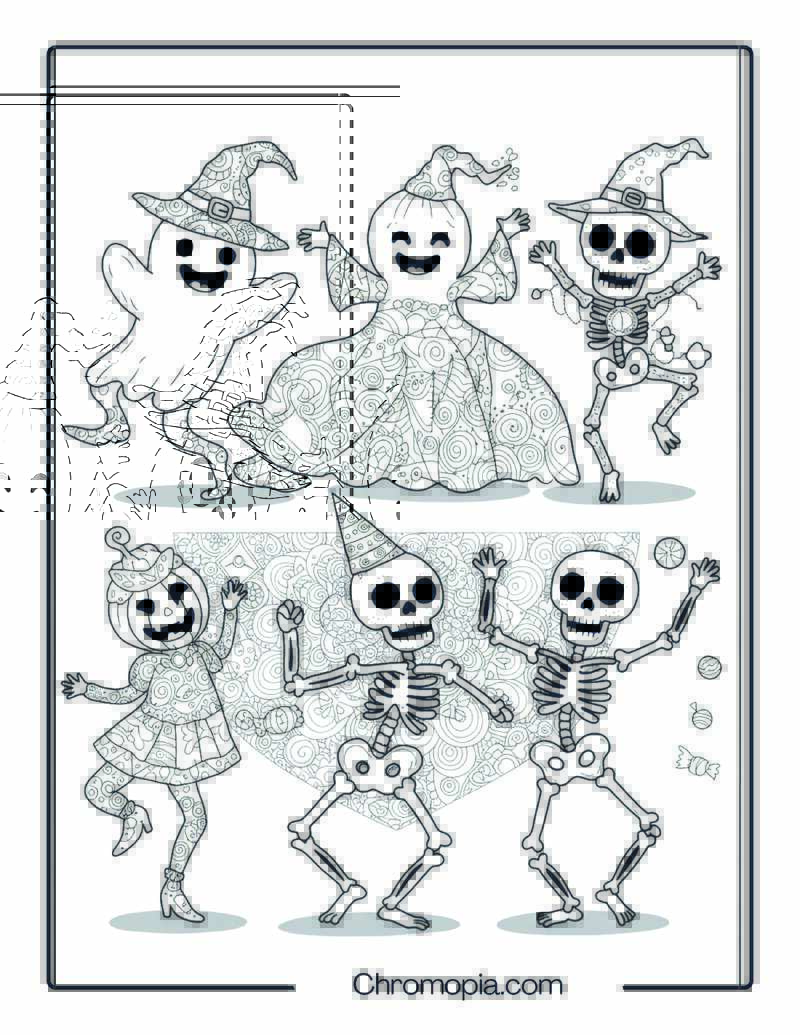 Dancing Ghosts and Skeletons Mandala Sheet