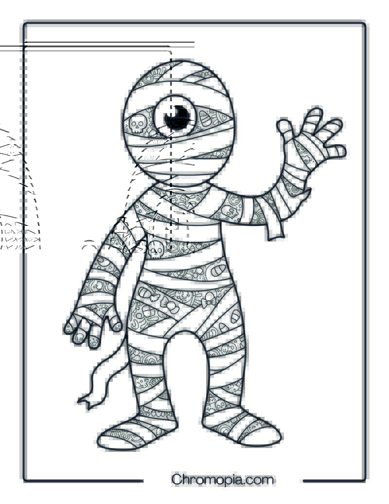 Giant Mummy Mandala Halloween Coloring Page