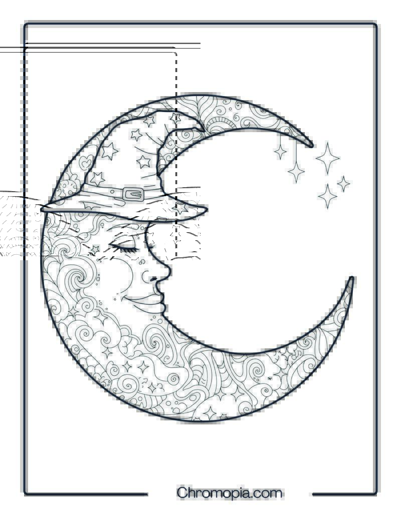 Halloween Moon Face Mandala Coloring Page