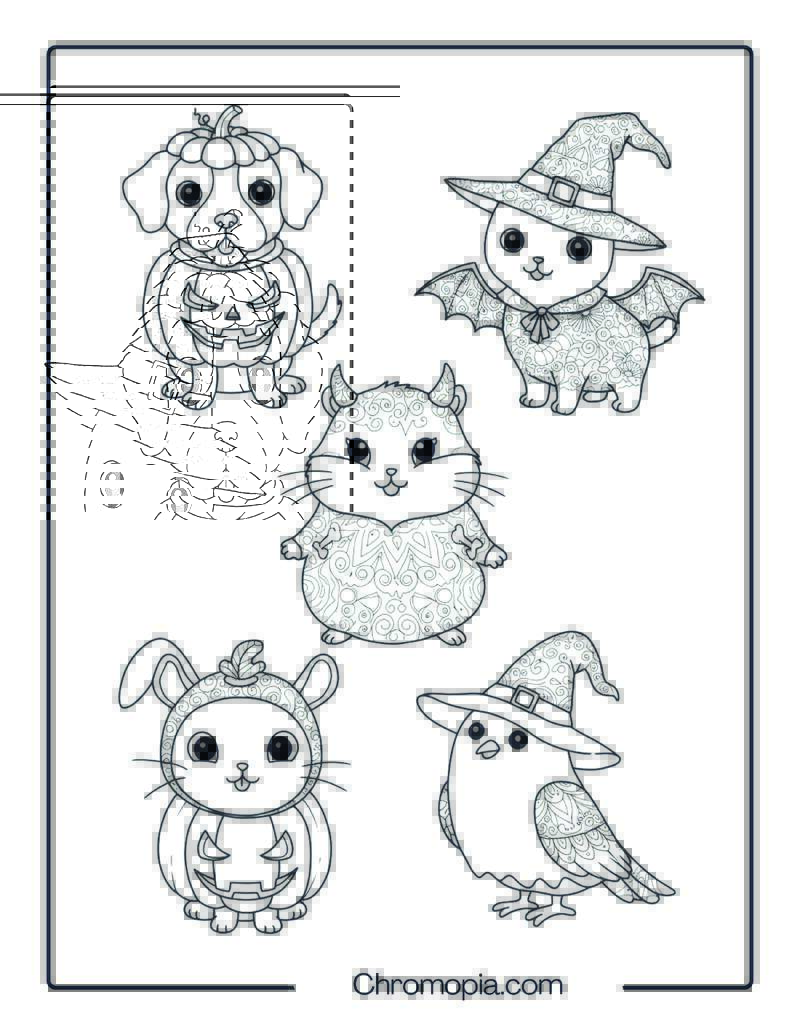 Halloween Pets in Costumes Mandala Page
