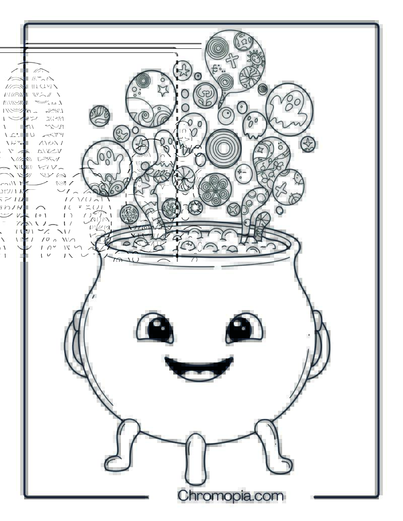 Magic Cauldron Mandala Coloring Sheet Design