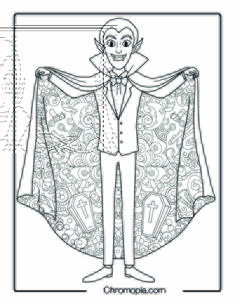 Vampire with Mandala Cape Coloring Page