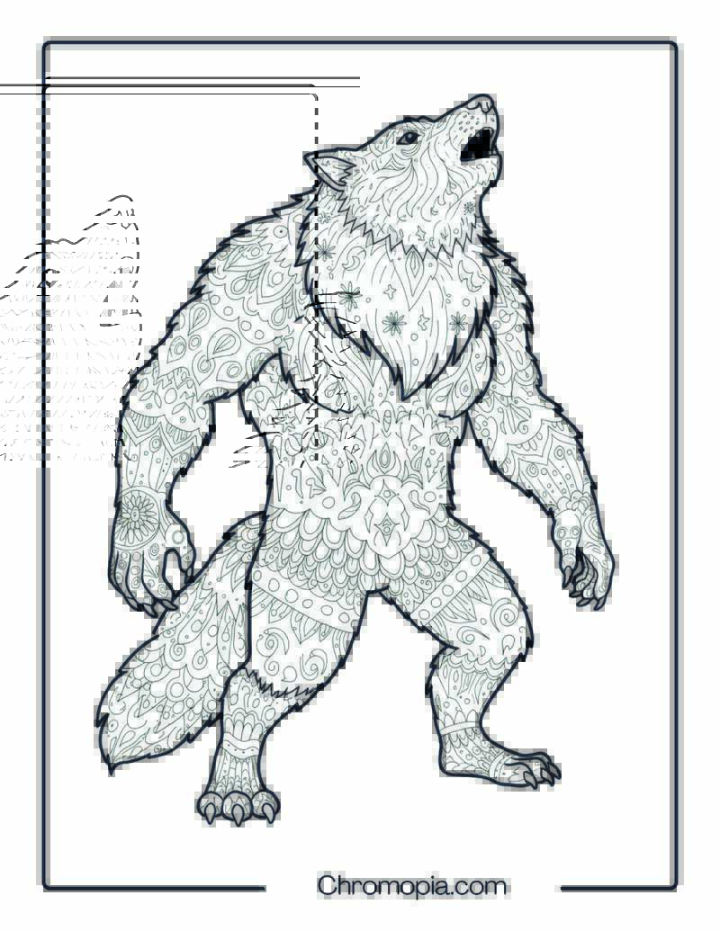 Werewolf Howling Mandala Halloween Coloring Page