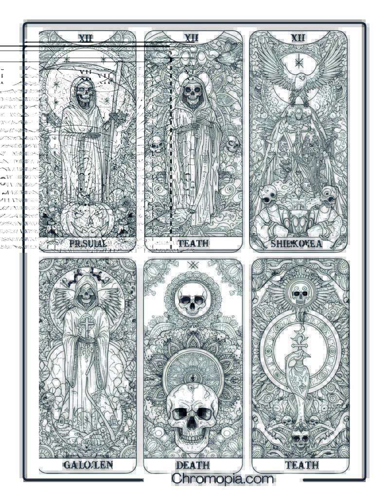 Cursed Tarot Cards Mandala Halloween Sheet