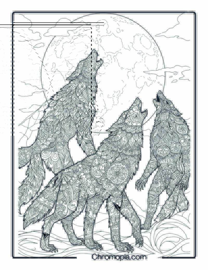 Full Moon Howl Mandala Halloween Sheet