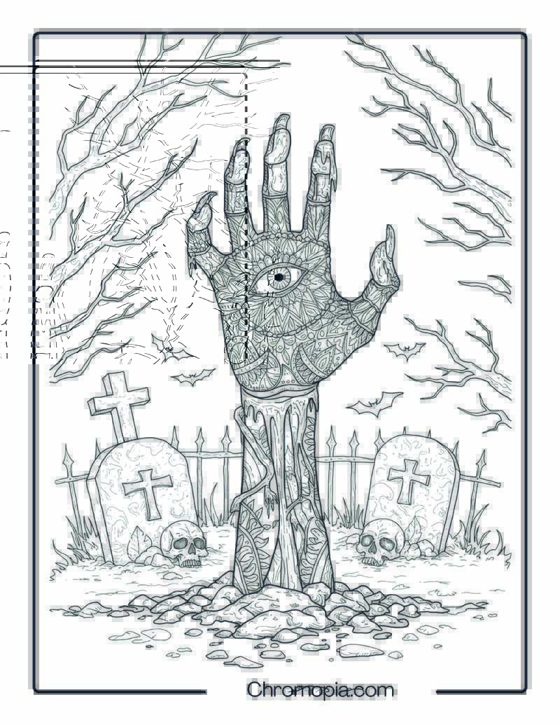 Zombie Hand Mandala Halloween Page