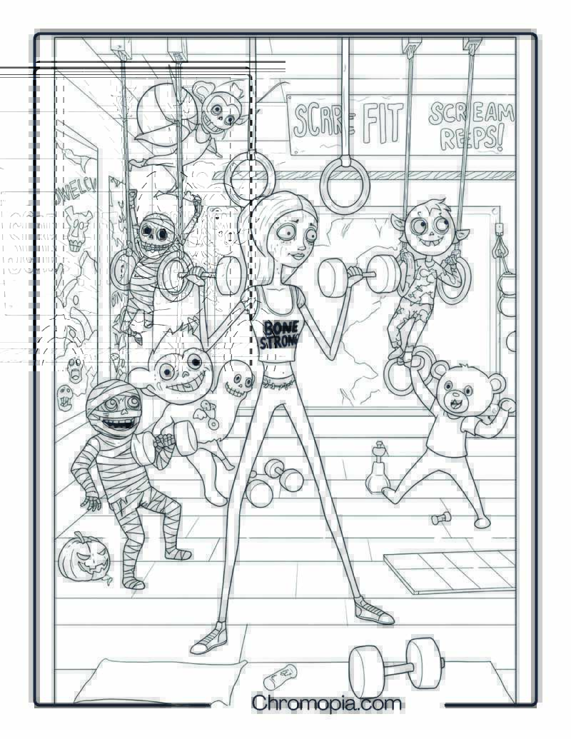Jack as a Gym Instructor at Scare Fit Studio Coloring Page