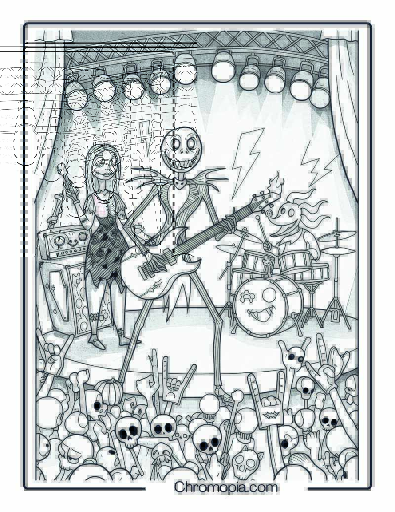 Jack as a Rock Star in Nightmare Band Coloring Page