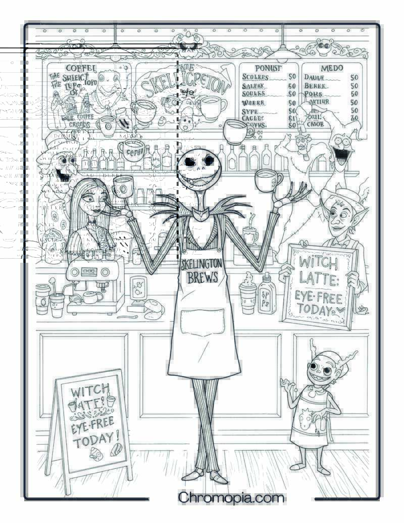 Jack as an Overwhelmed Barista Coloring Page