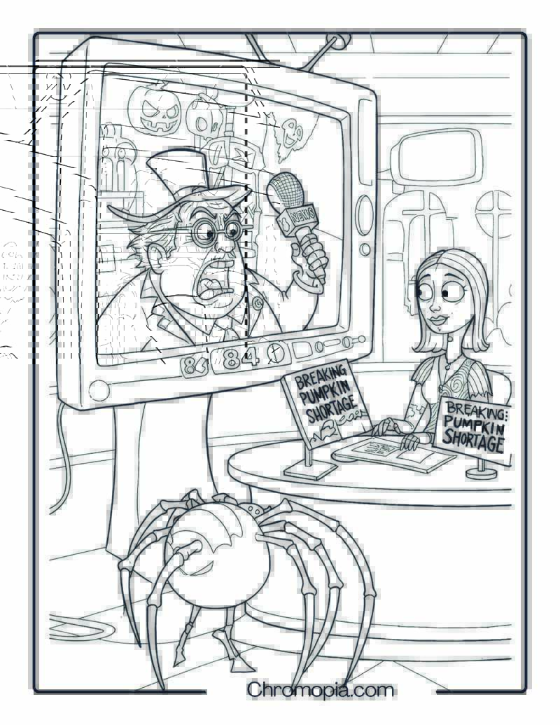 Mayor of Halloween Town as a News Reporter Coloring Page