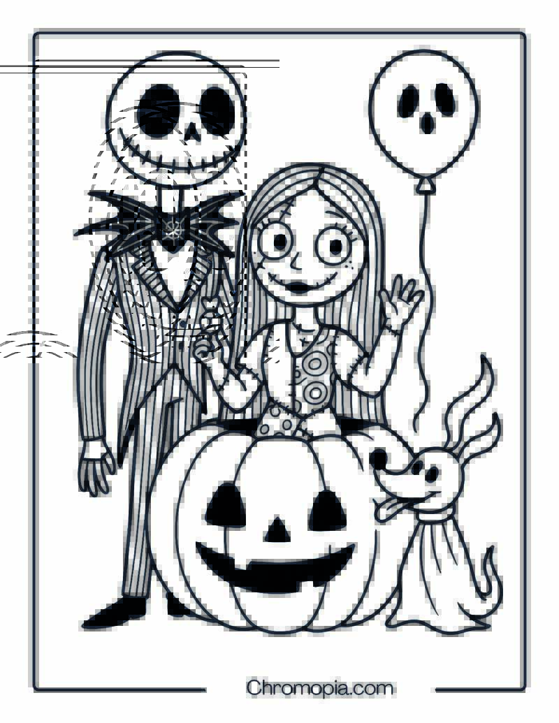 Nightmare Before Christmas Halloween Coloring Page