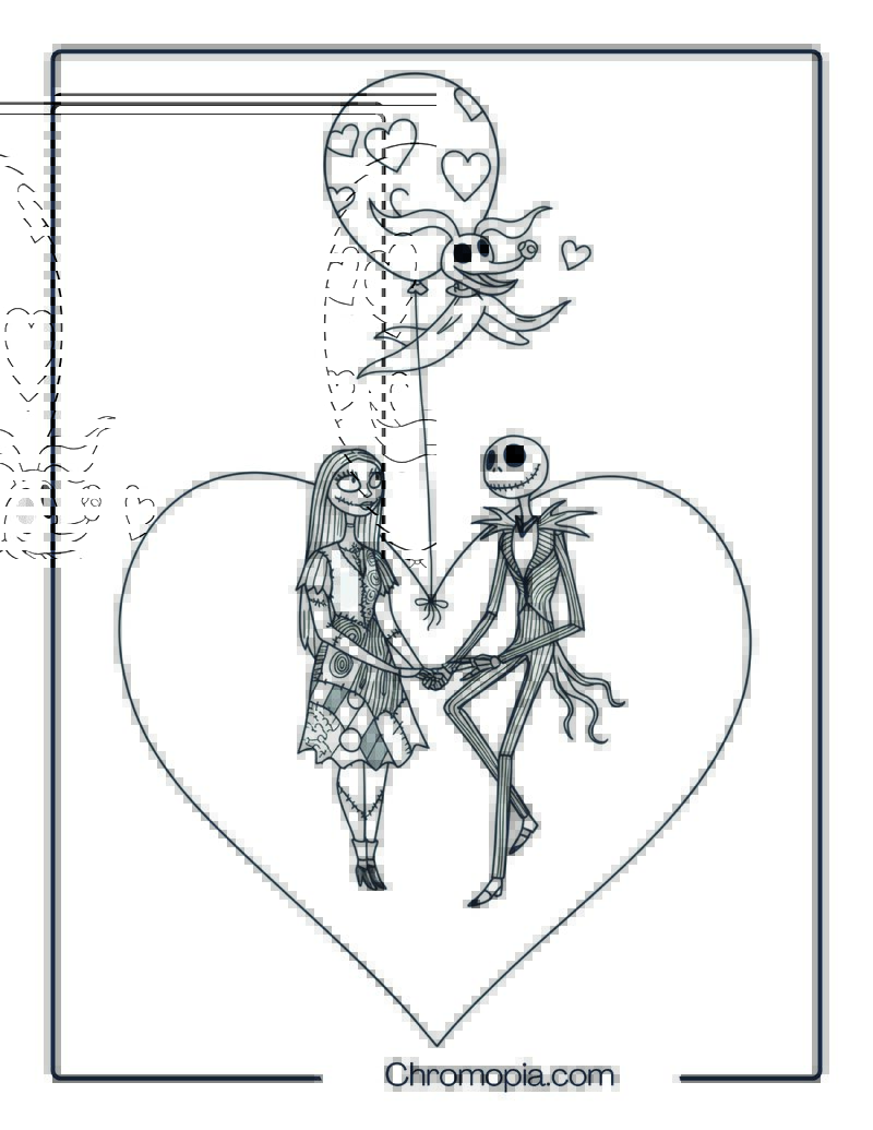 Nightmare Before Christmas Love Coloring Page