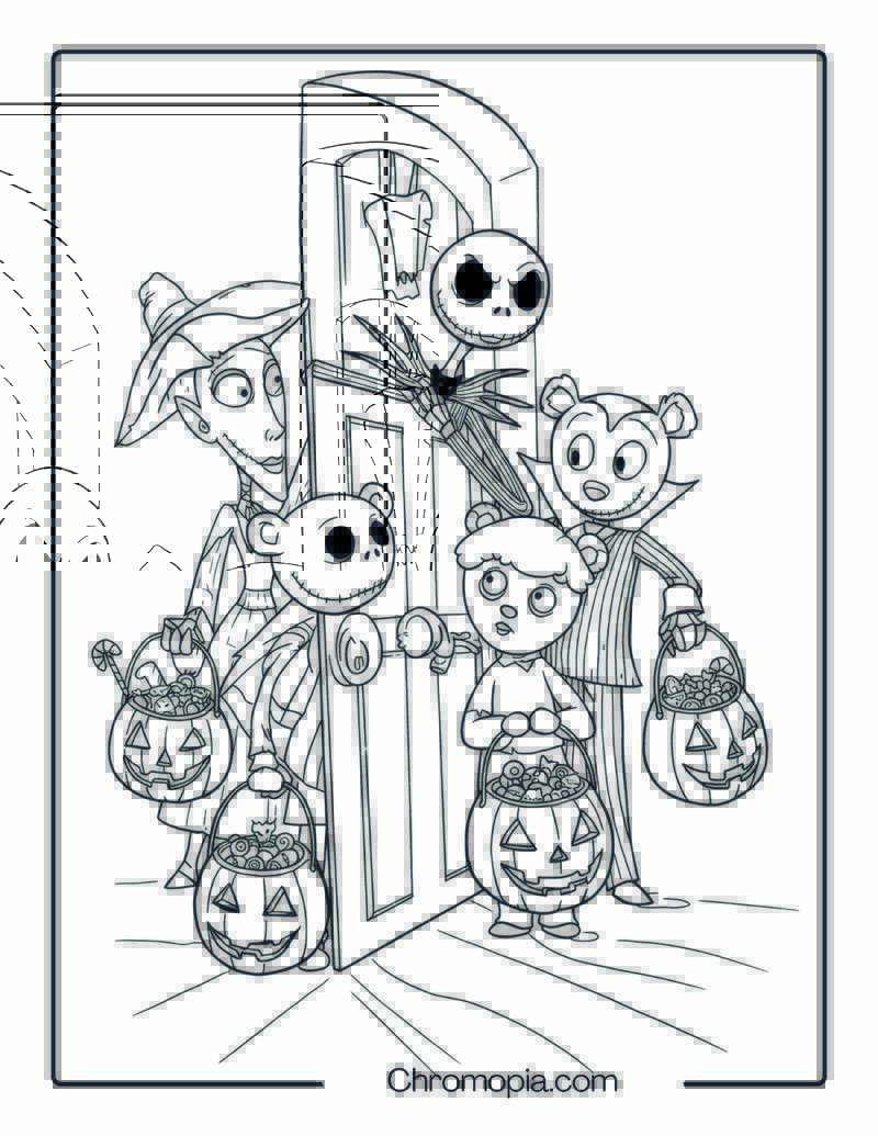 Nightmare Before Christmas Trick or Treat Coloring Page
