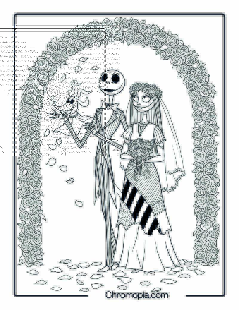 Nightmare Before Christmas Wedding Coloring Page