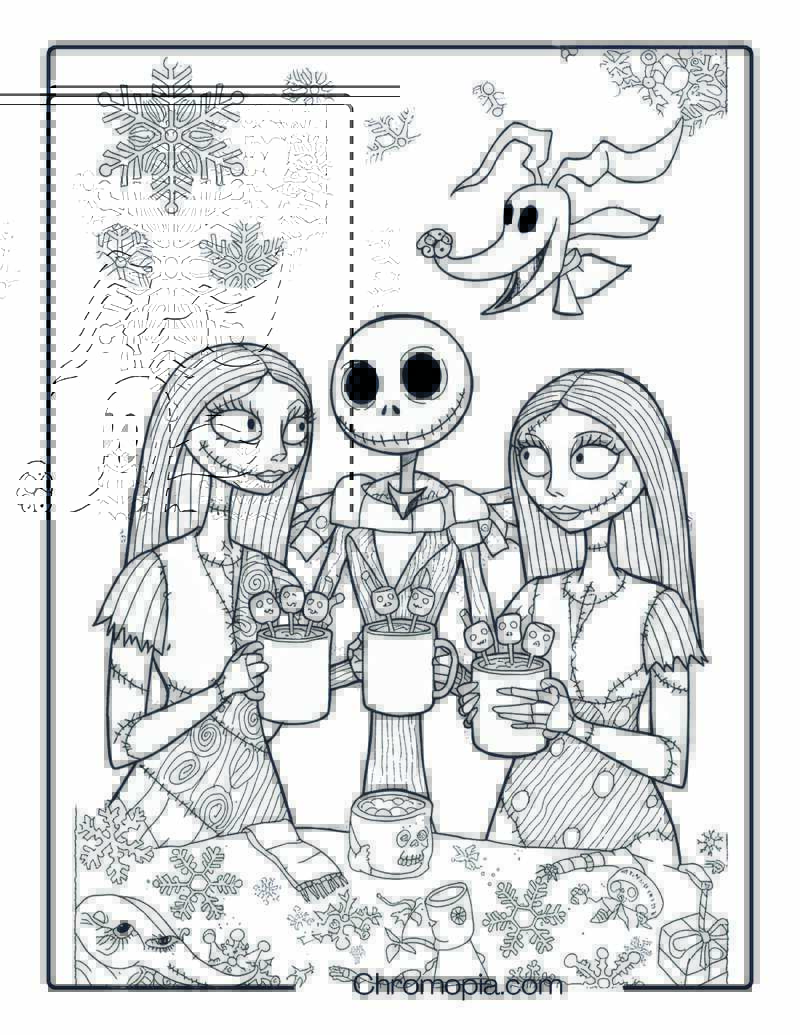 Nightmare Before Christmas Winter Scene Coloring Page