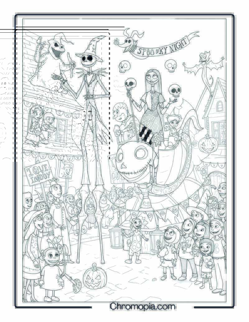 Nightmare Before Christmas Halloween Costume Parade Coloring Page