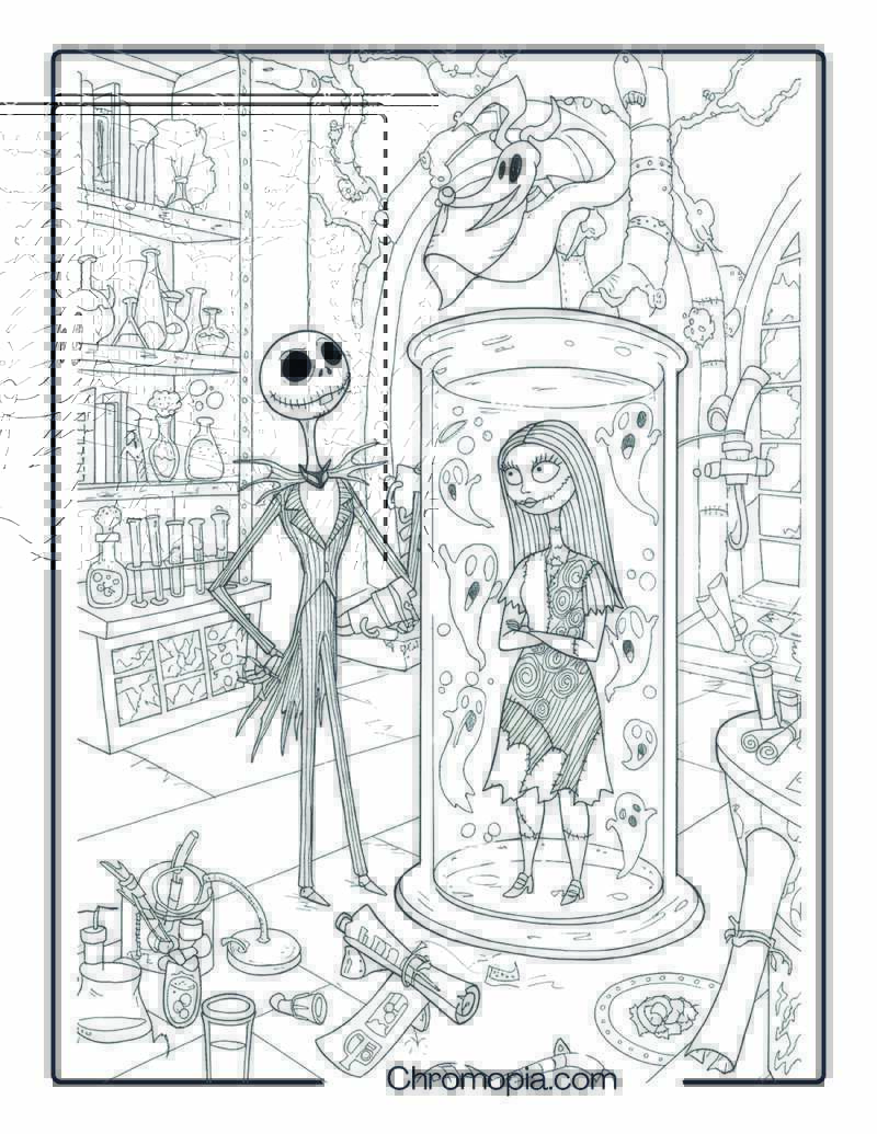 Nightmare Before Christmas Spooky Science Lab Coloring Page
