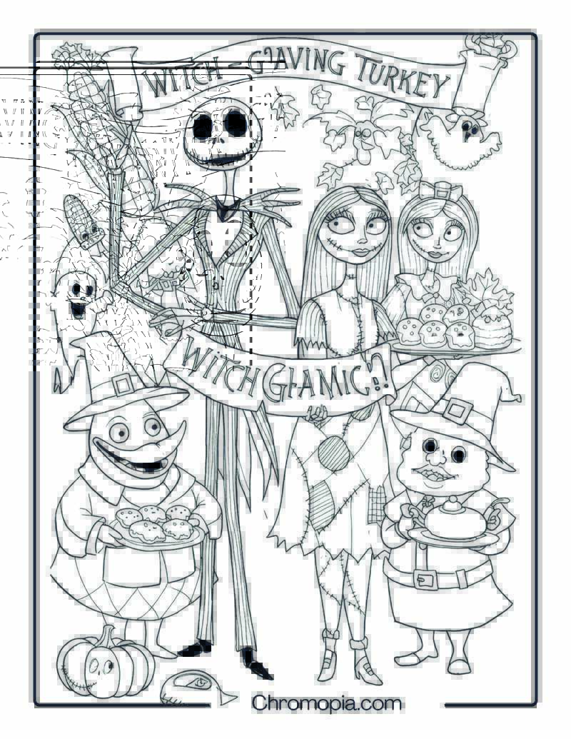 Nightmare Before Christmas Pilgrim Costume Party Coloring Page