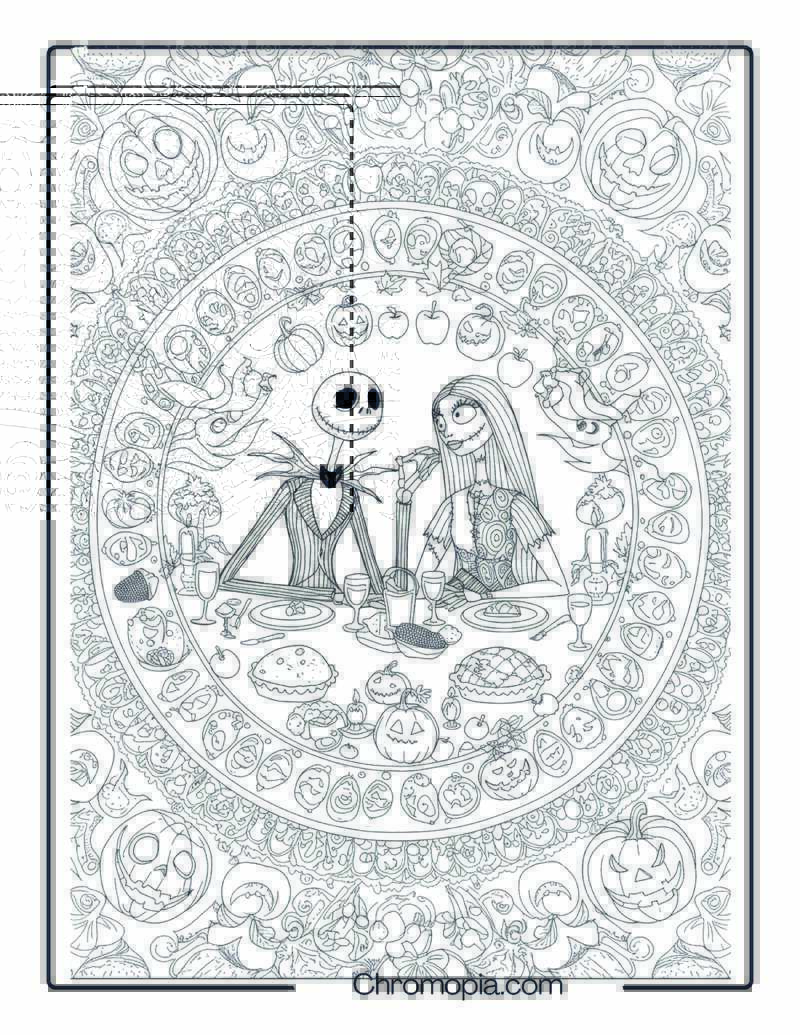 Nightmare Before Thanksgiving Dinner Mandala Coloring Page