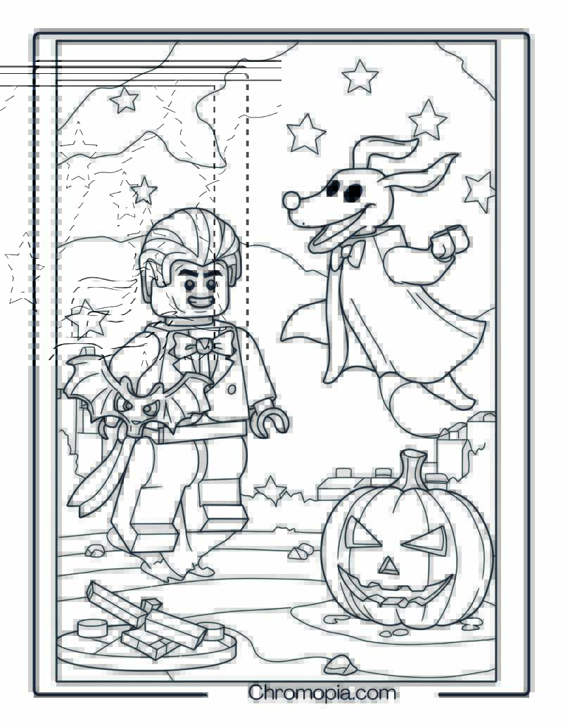 LEGO Style Jack and Zero Coloring Page