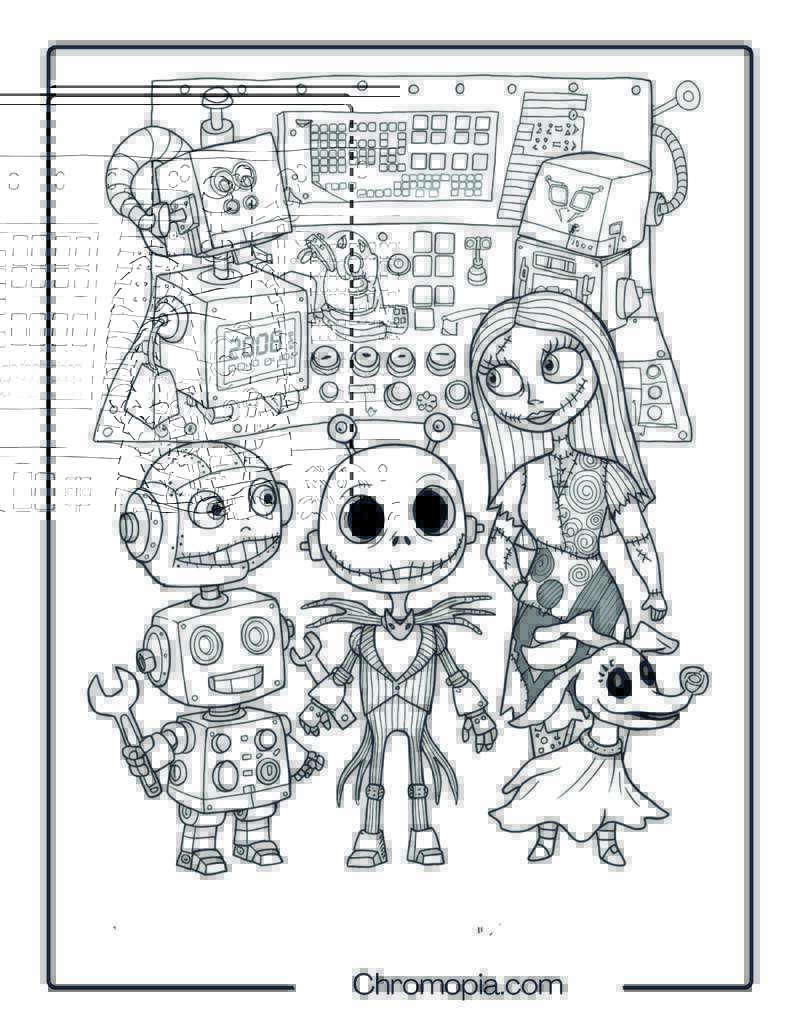 Robot Style Nightmare Before Christmas Kids Coloring Page