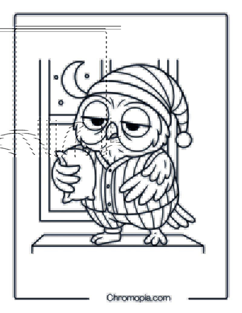 Sleepy Pajama Owl Coloring Page