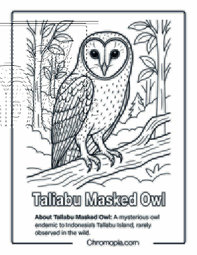 Taliabu Masked Owl Coloring Page