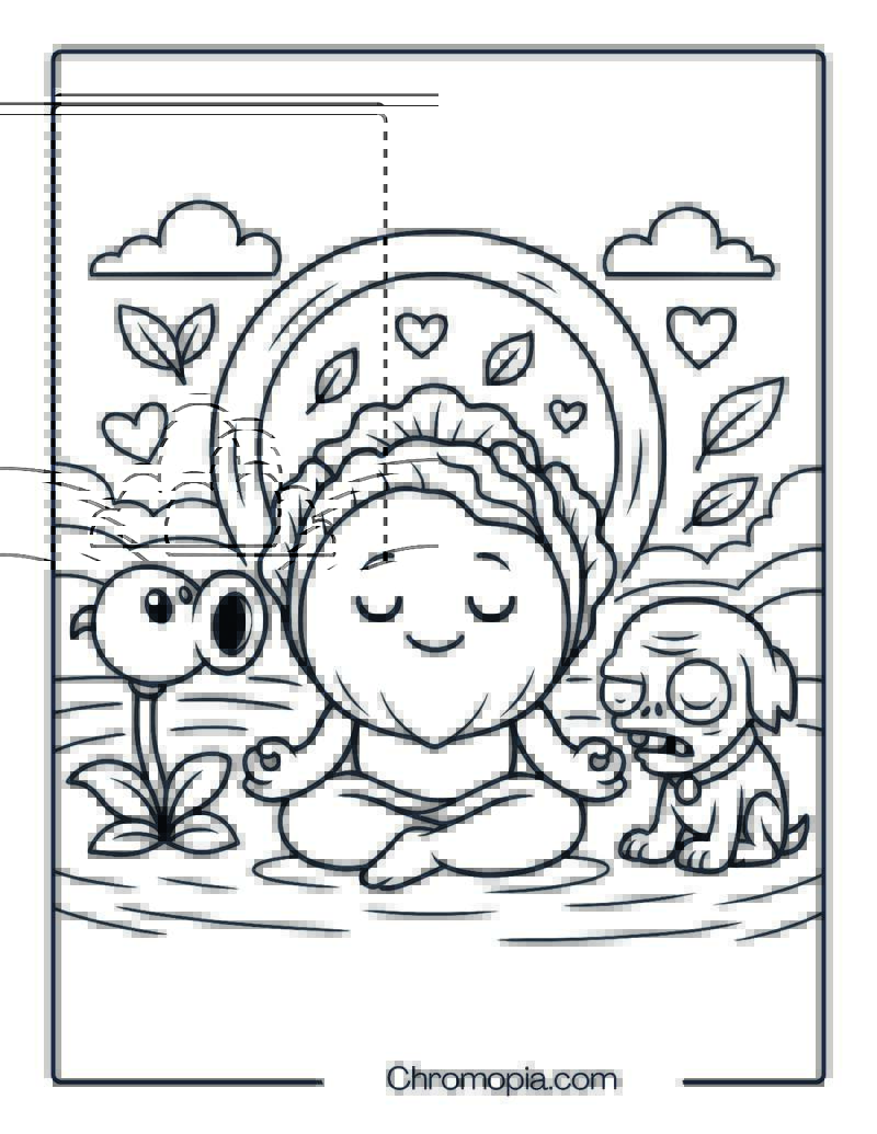 Meditation Time with Iceberg Lettuce Coloring Page