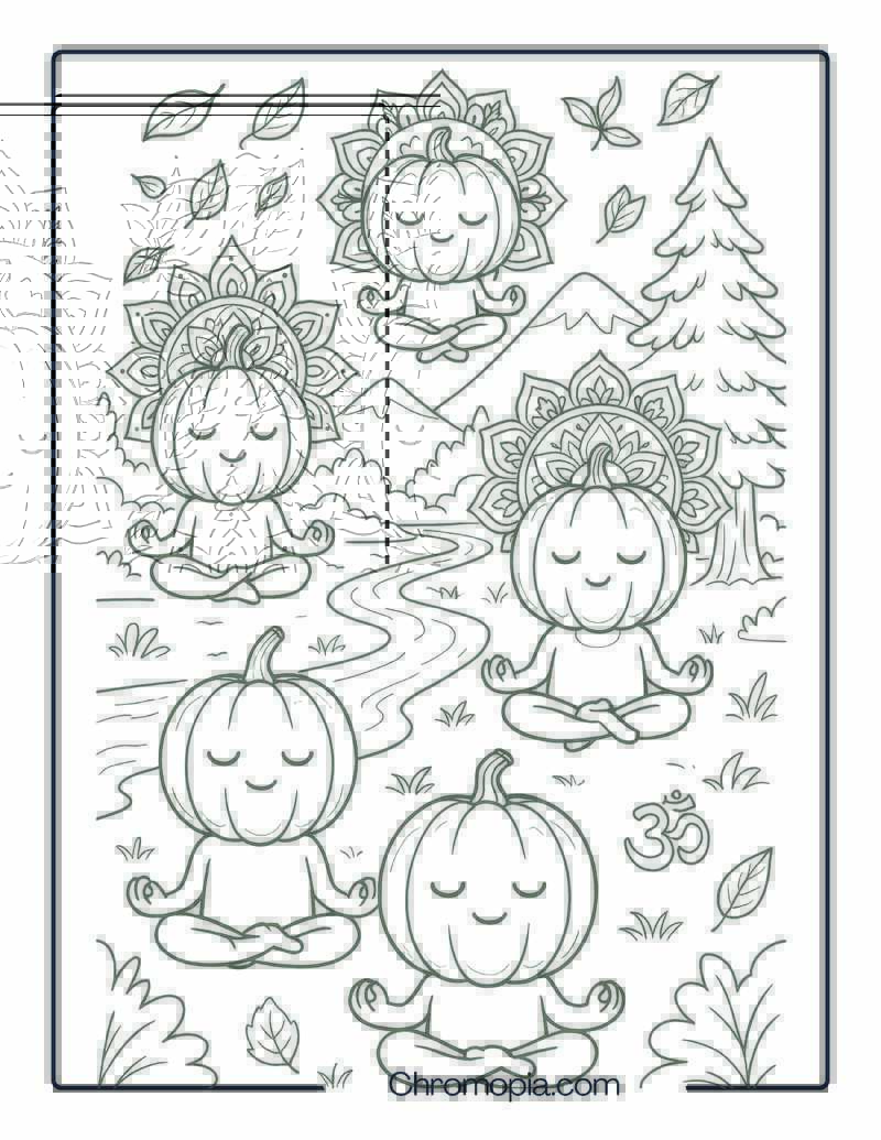 Mindful Meditation Pumpkins – Coloring Page