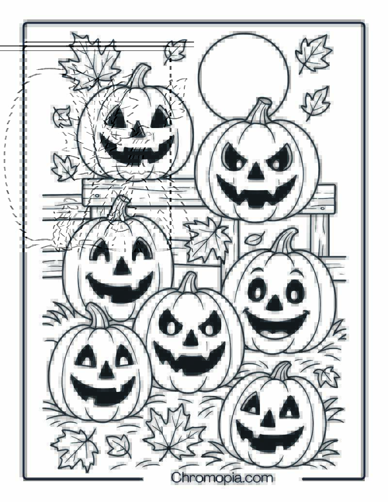 Classic Jack-o’-Lanterns Coloring Page