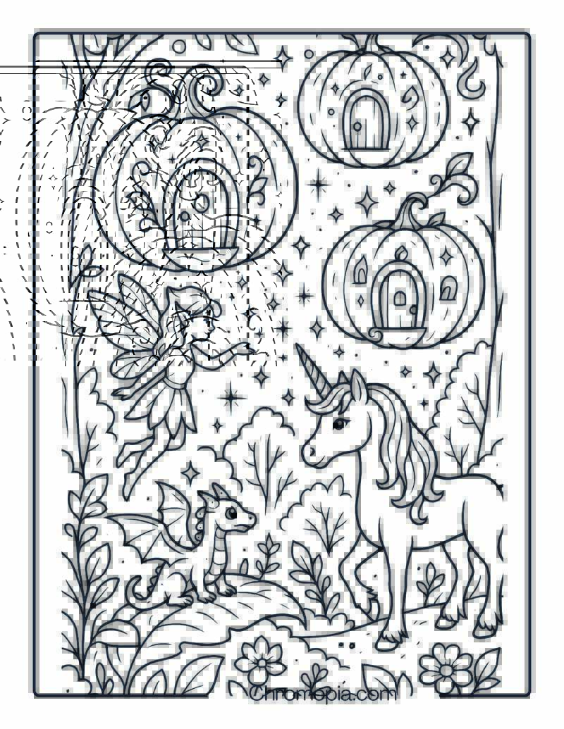 Fantasy Pumpkins Coloring Page