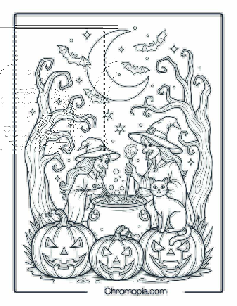Halloween Pumpkin Magic Coloring Page