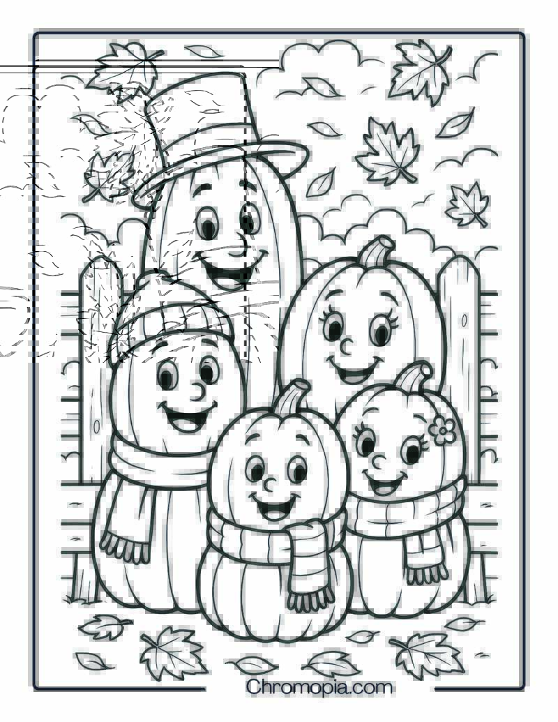 Pumpkin Family Coloring Page