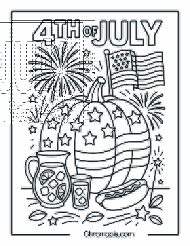 4th of July Pumpkin Coloring Page