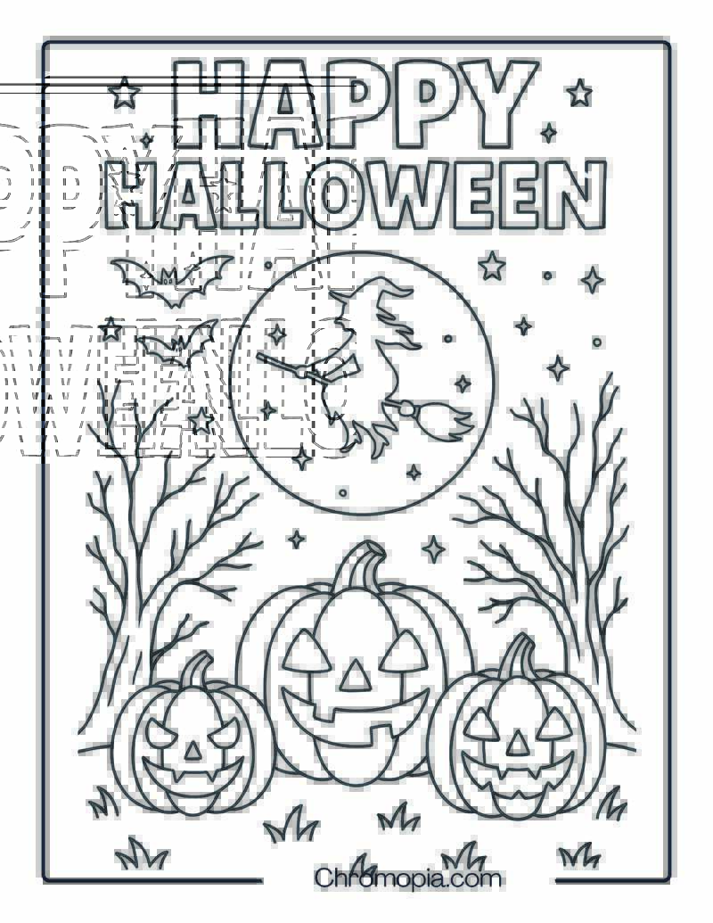 Halloween Night Pumpkin Scene Coloring Page