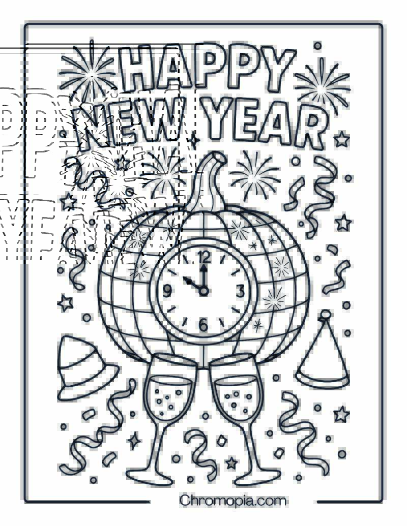 New Year Celebration Pumpkin Coloring Page