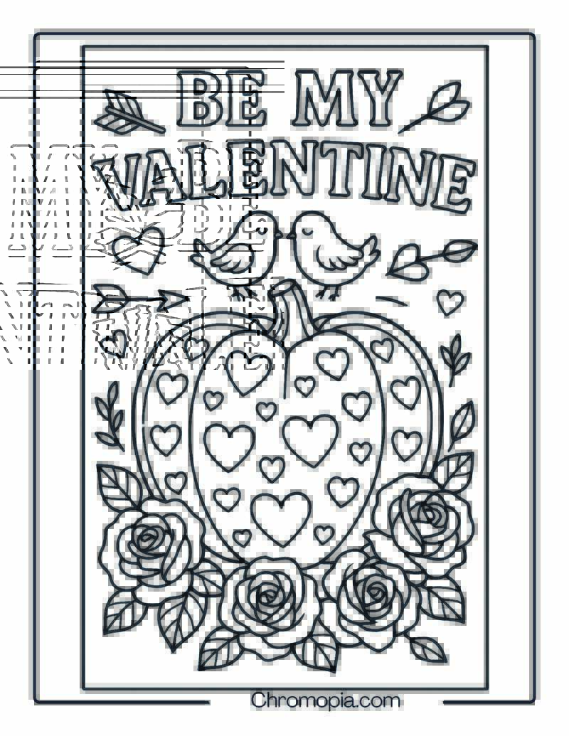 Valentine’s Day Pumpkin Coloring Page