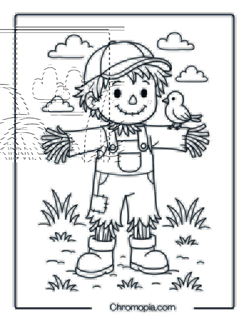 Boy Scarecrow Coloring Page