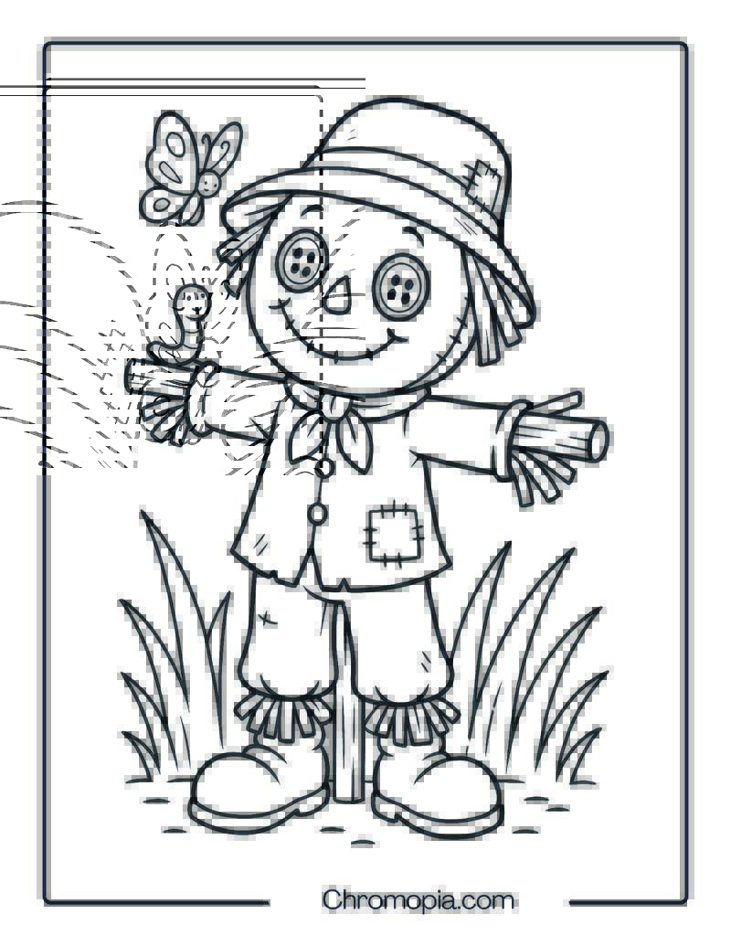 Cute Scarecrow – Coloring Page