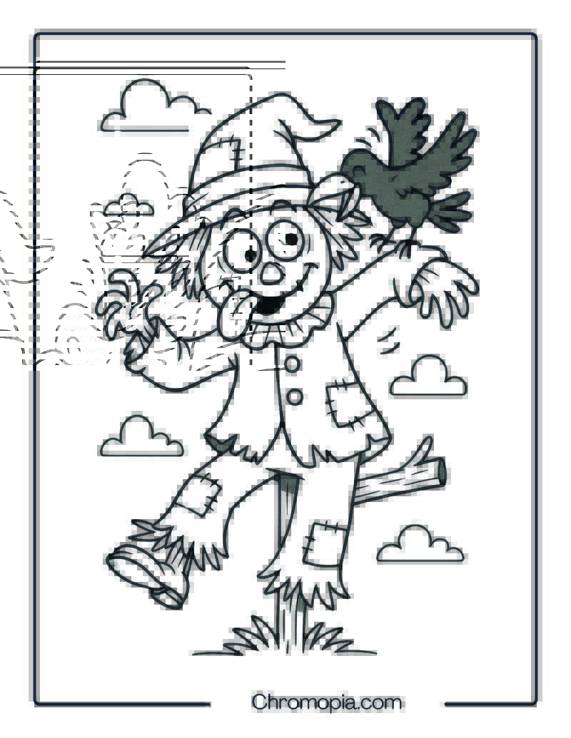 Funny Scarecrow – Coloring Page