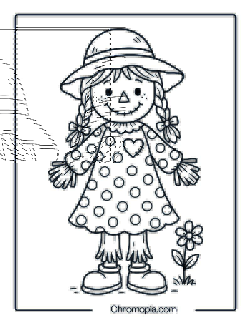Girl Scarecrow Coloring Page