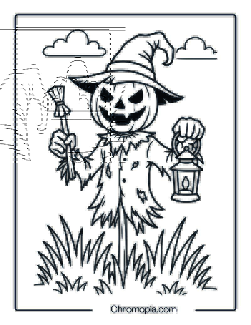 Halloween Scarecrow Coloring Page